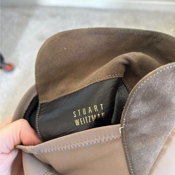 Stuart Weitzman Suede Over-The-Knee Flat Boots - 8.5 - Slate Grey - Picture 5 of 13